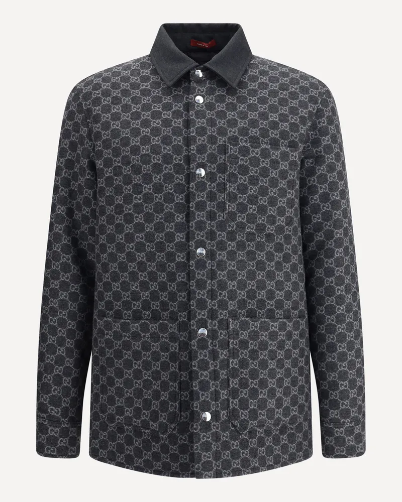 Gucci Wool Jacket with all-over GG monogram Male Grey