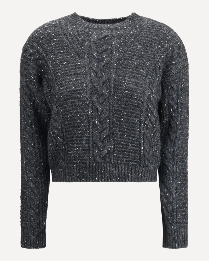 Max Mara cropped boxy Sweater in alpaca-blend yarn interwoven with metallic fibers Female Grey