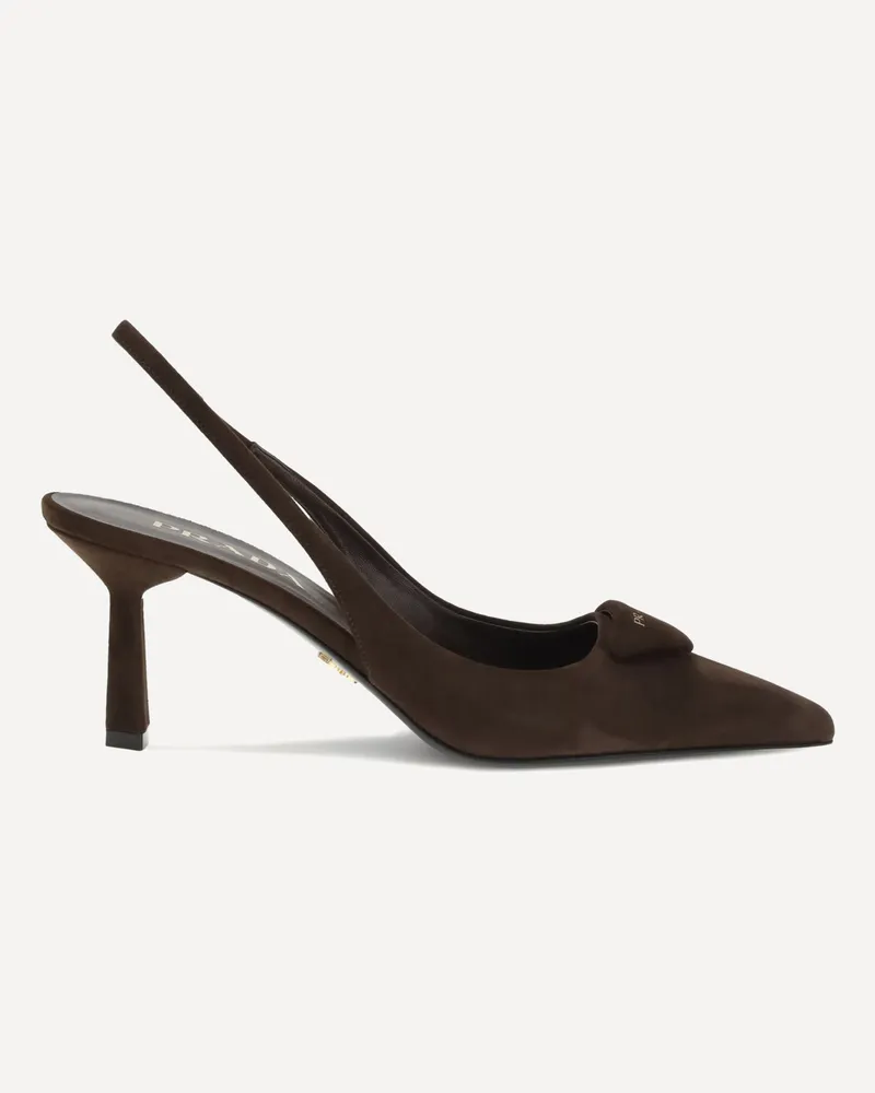 Prada Suede Slingback Pumps Female Brown