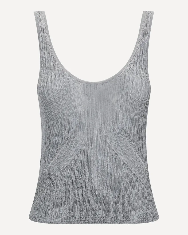 Pinko Metallic Knit Top Female Silver