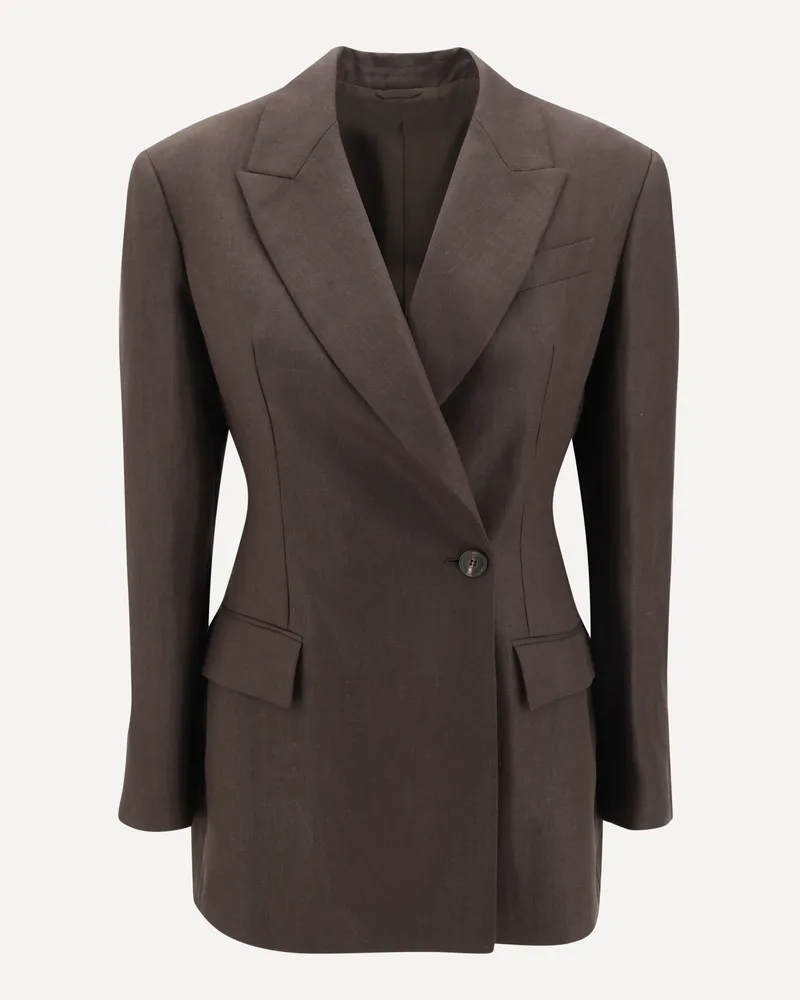Brunello Cucinelli Linen Blazer Jacket Female Brown