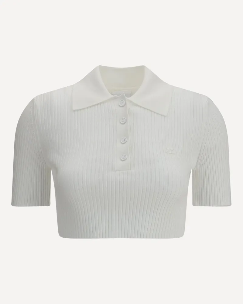 Courrèges Cropped Polo Shirt Female White
