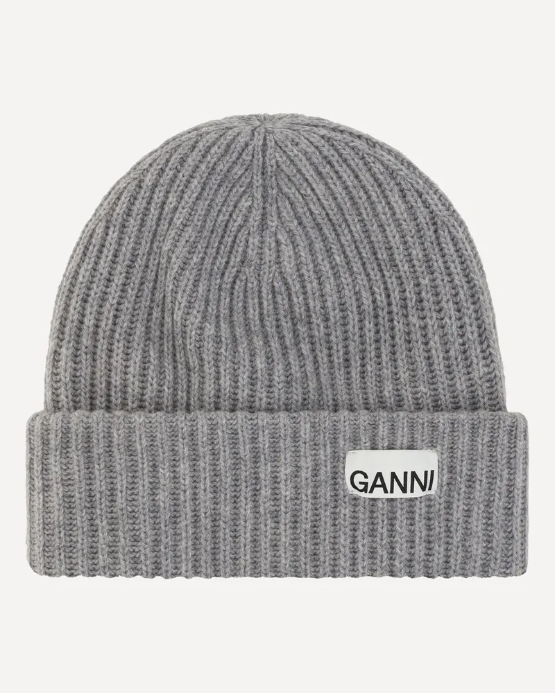 Ganni Beanie Hat Female Grey