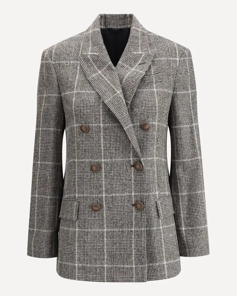 Brunello Cucinelli Alpaca and wool Prince de Galles Blazer Female Grey