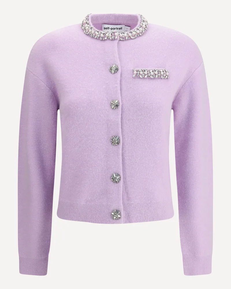 Self-Portrait Jeweled Cardigan Female Lilac