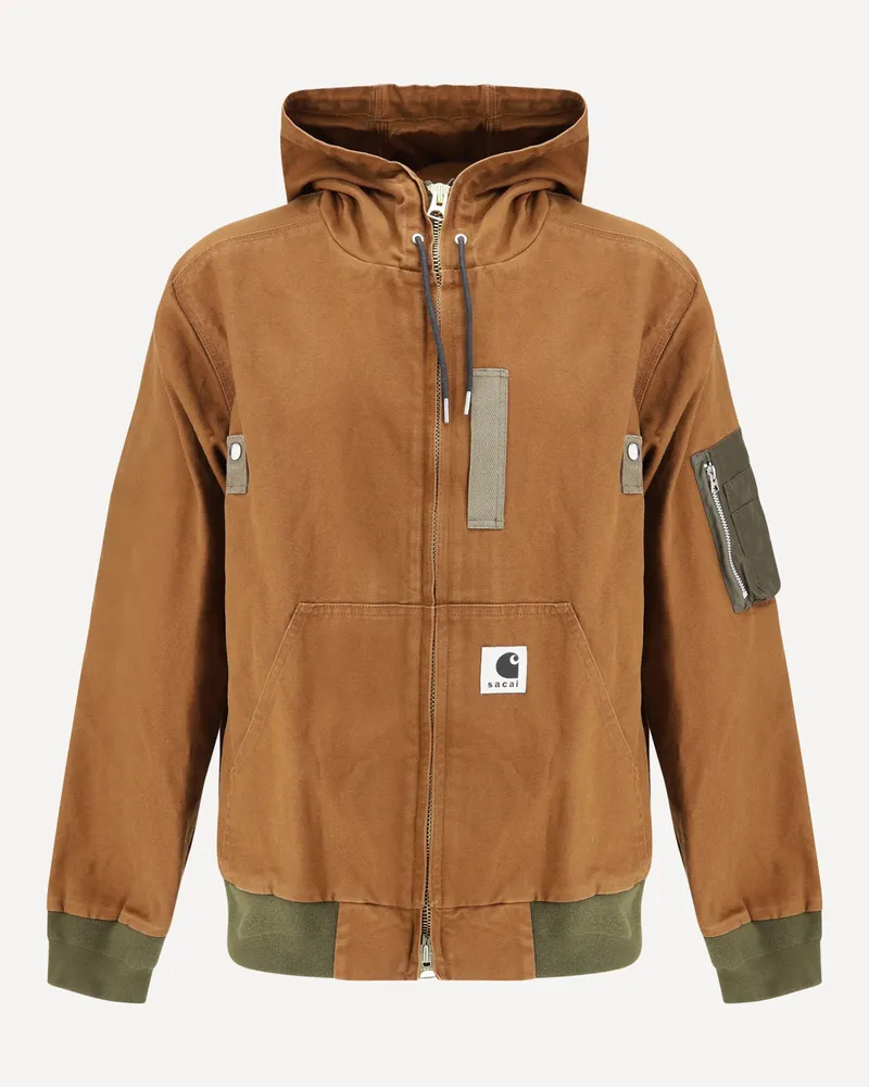 Sacai Washed Duck Hooded Blouson by Sacai x Carhartt WIP Male Beige