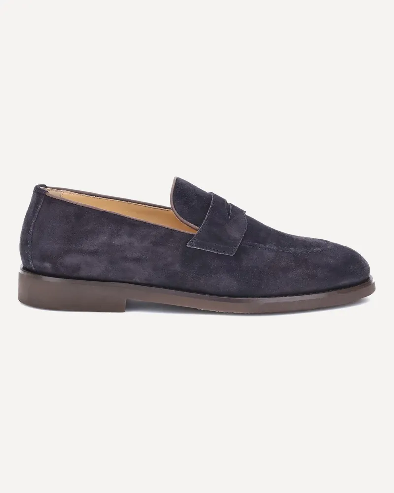 Brunello Cucinelli Suede Loafers Male Blue