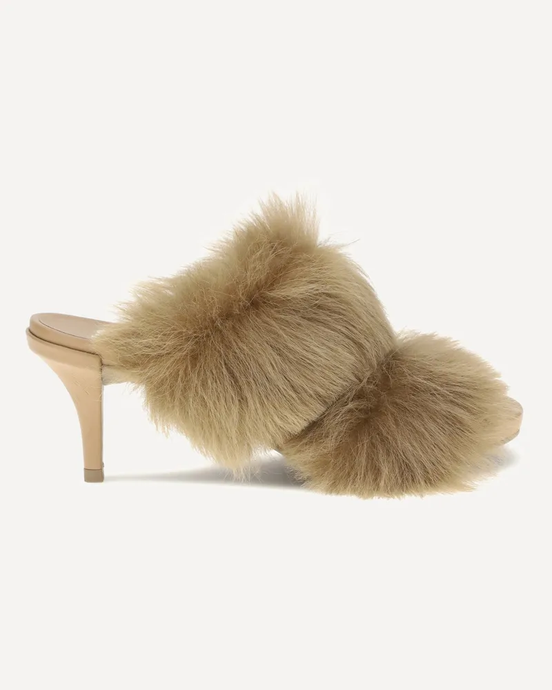 Pedro Garcia Fur-trimmed mules Sandals Female Beige
