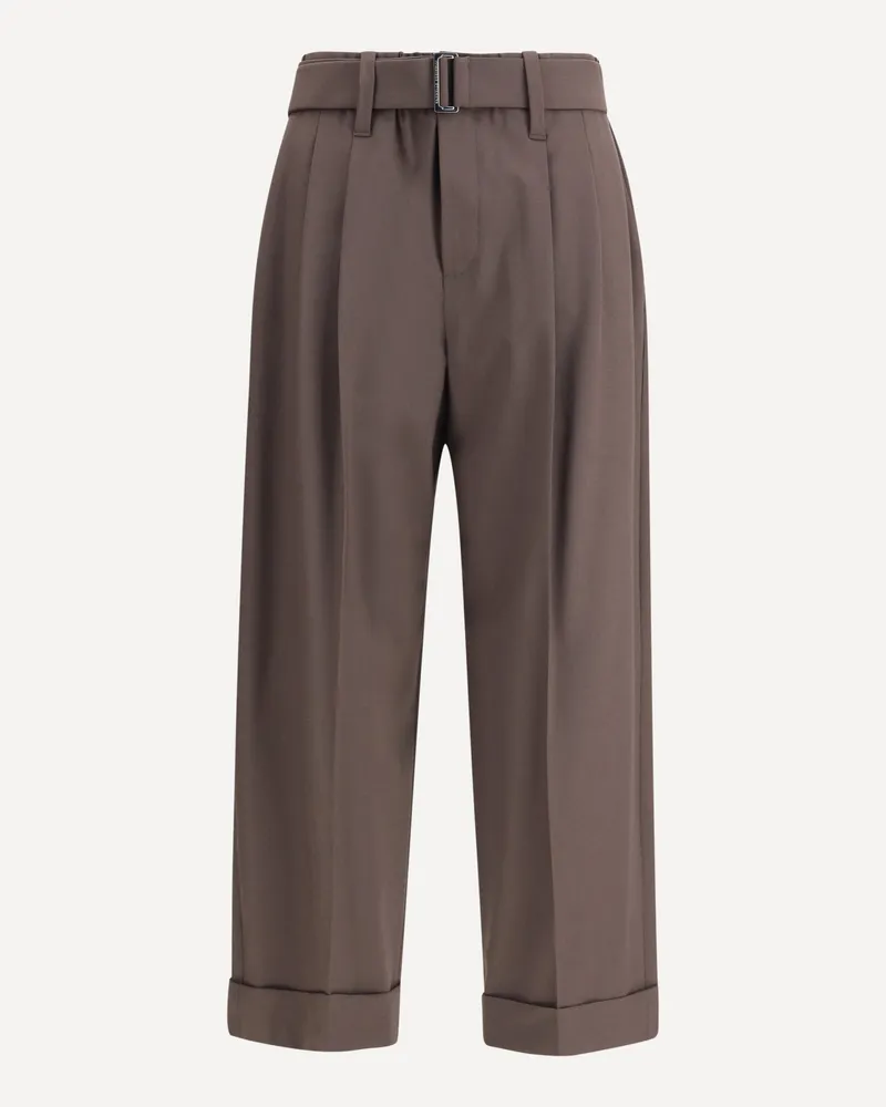 Brunello Cucinelli Sartorial Baggy Trousers in Tropical Luxury Wool Female Brown