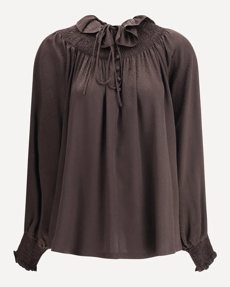 Burberry Geometric Silk Blouse Female Brown