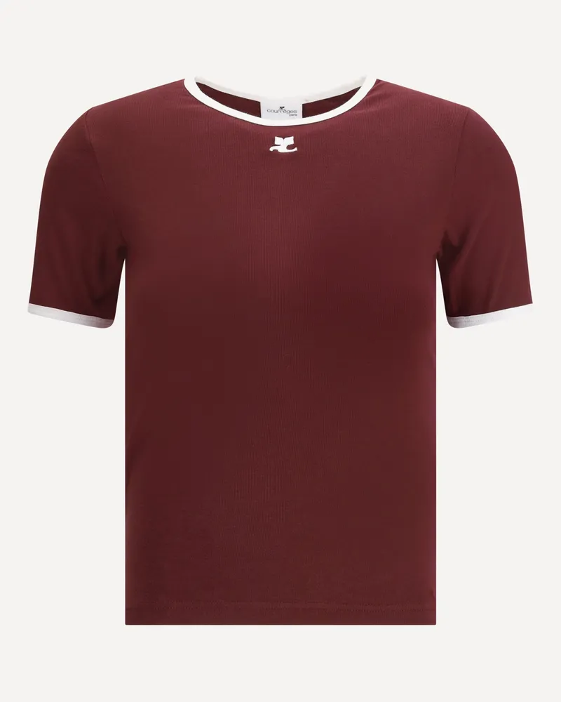 Courrèges Cotton T-shirt Female Bordeaux