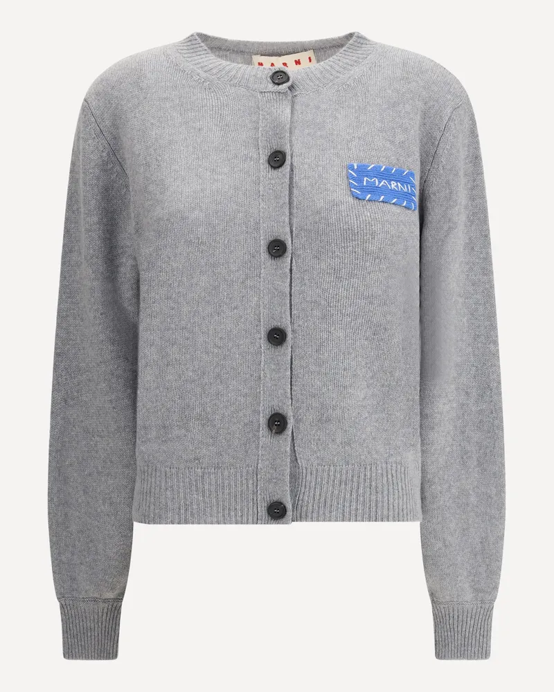 Marni Cashmere Cardigan with patch Female Grey