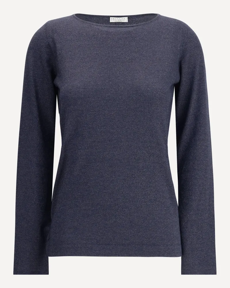 Brunello Cucinelli Long-sleeved lurex Top Female Blue