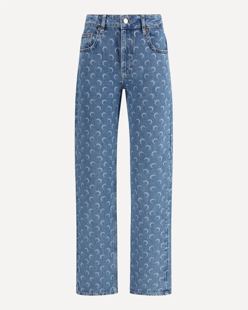 Marine Serre Moon Laser Straight Denim Jeans Female Light