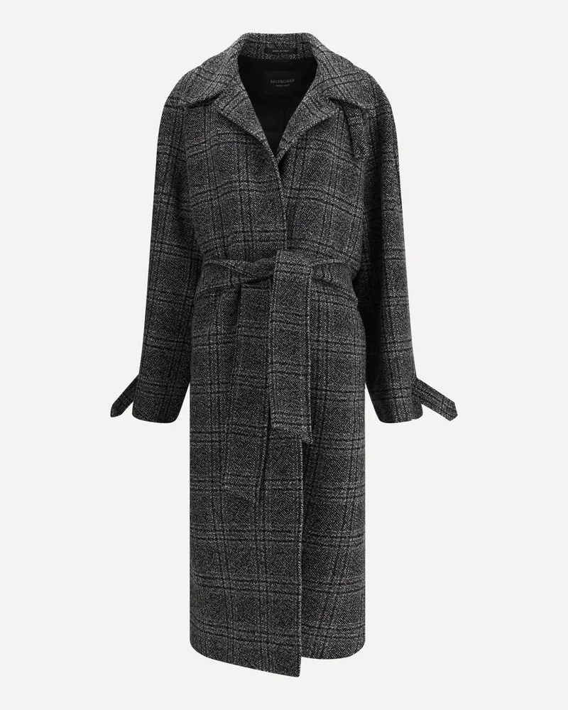 Balenciaga Check long Coat Female Grey