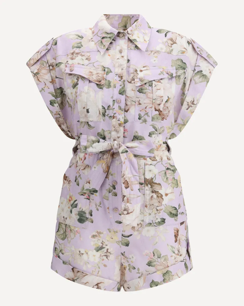 Zimmermann Acacia Pocket Playsuit Female Multicolour