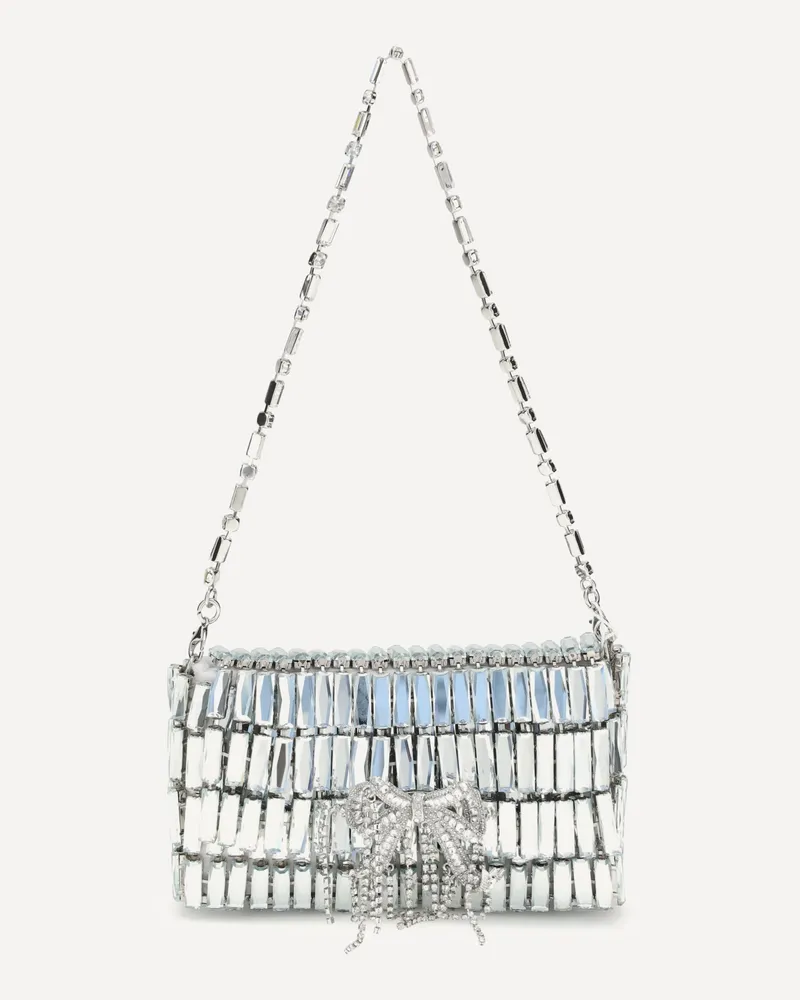 Self-Portrait Silver crystal bow mini Shoulder Bag Female Silver