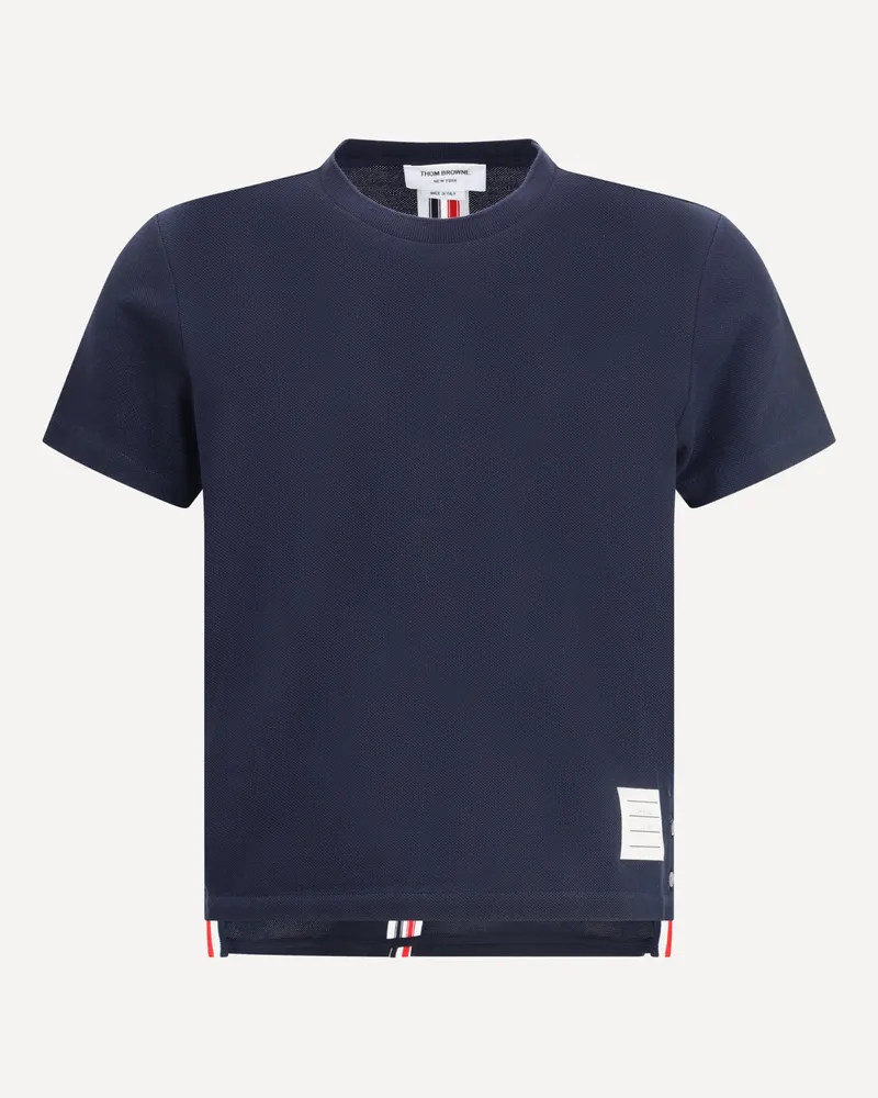 Thom Browne T-Shirt with iconic bands Female Blue