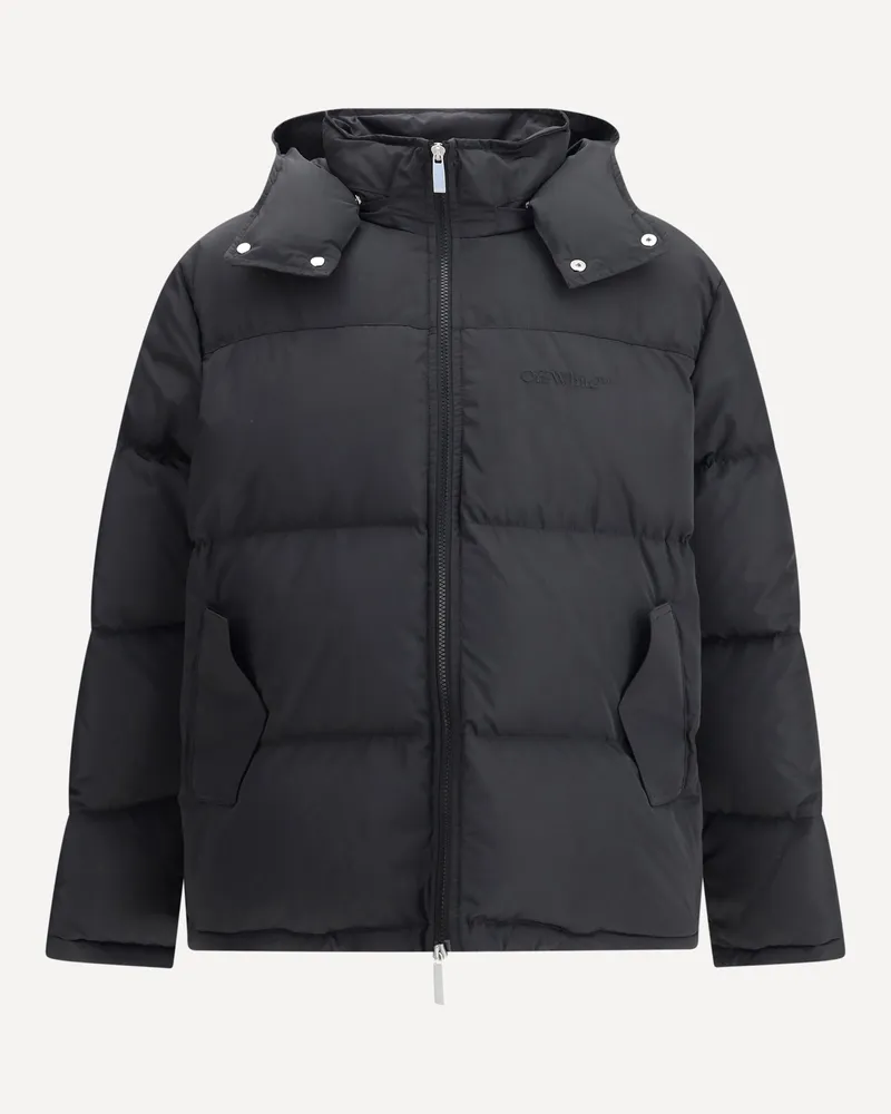 OFF-WHITE Hooded Diagonal Arrow Down Jacket Male Black