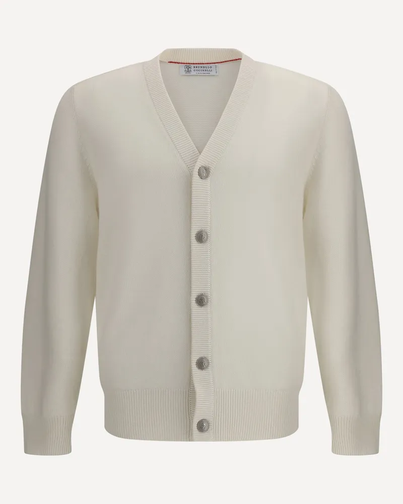 Brunello Cucinelli Cashmere Cardigan Male White