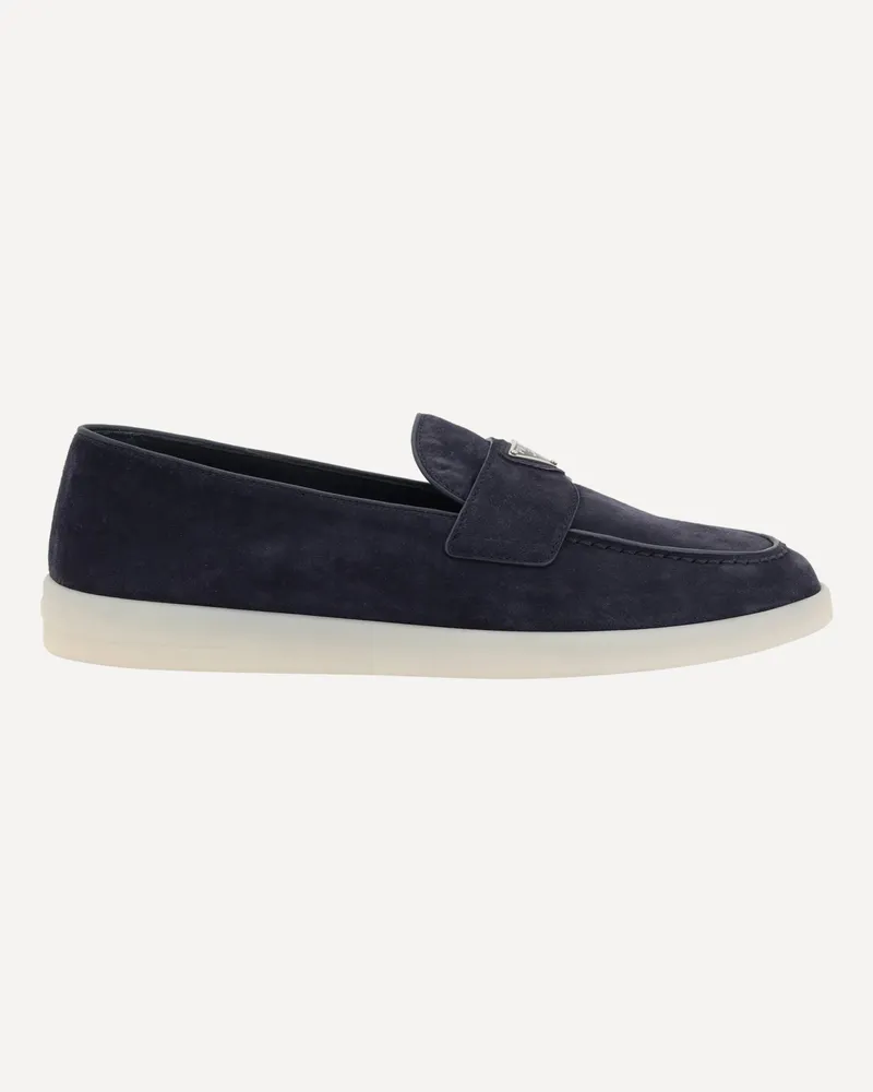 Prada Suede Loafers Male Blue