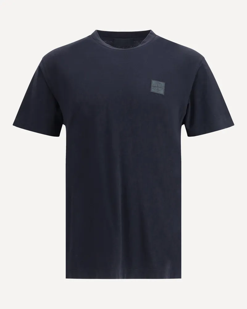 Stone Island Crew-neck T-shirt with monochrome compass logo Male Blue