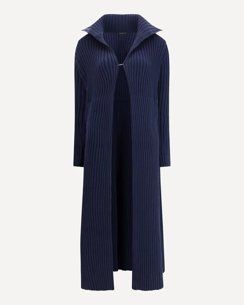 Balenciaga Ribbed Shawl-Collar Cardigan Female Blue