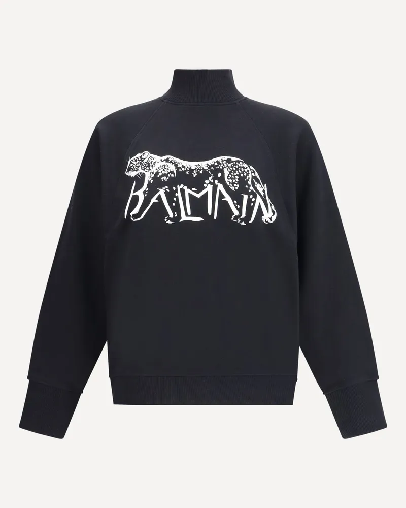 Balmain Leopard Print High-neck Sweatshirt Female Black