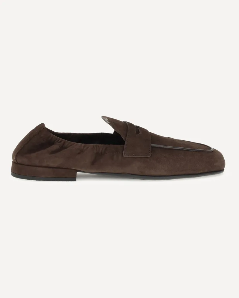 Prada Suede Shuffle Loafers Female Brown