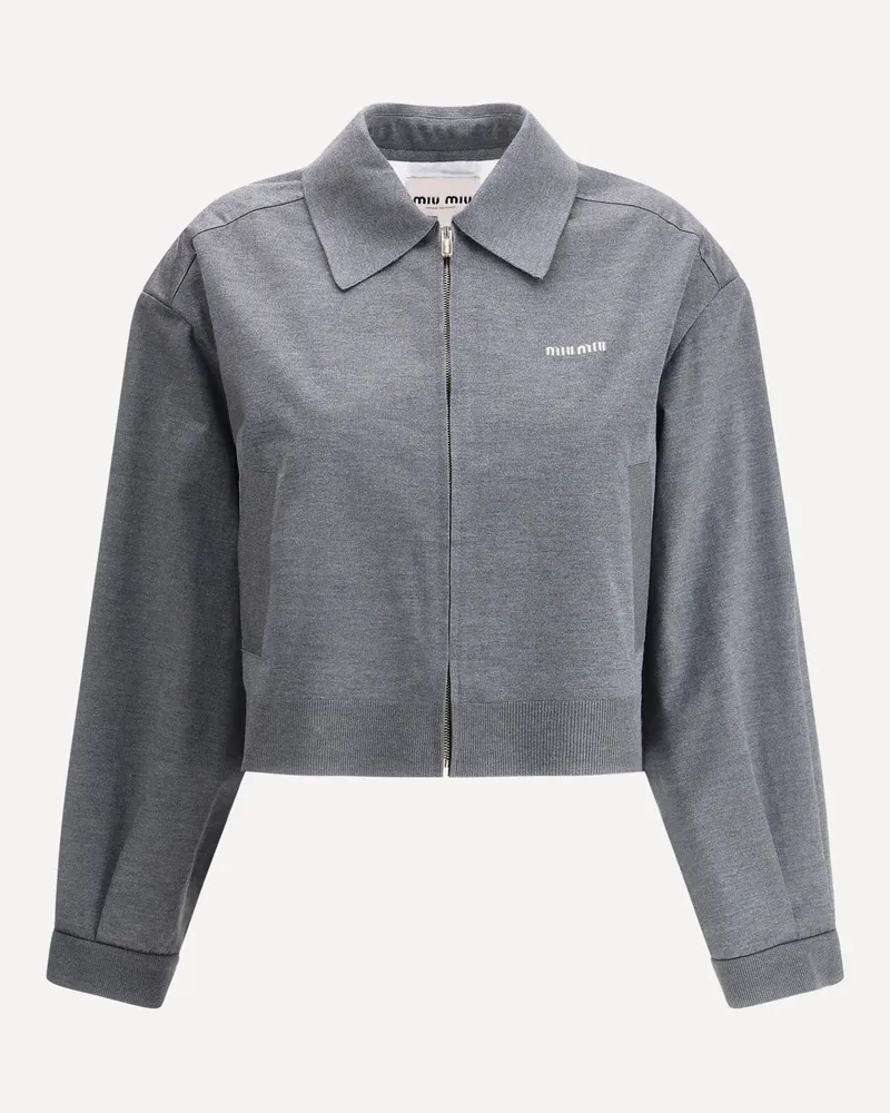 Miu Miu Mélange zip Jacket Female Grey