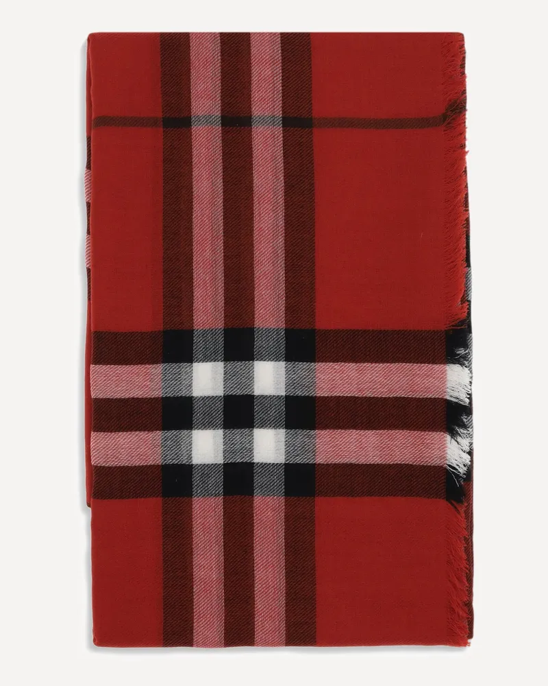 Burberry Wool Check wide Scarf Female Red