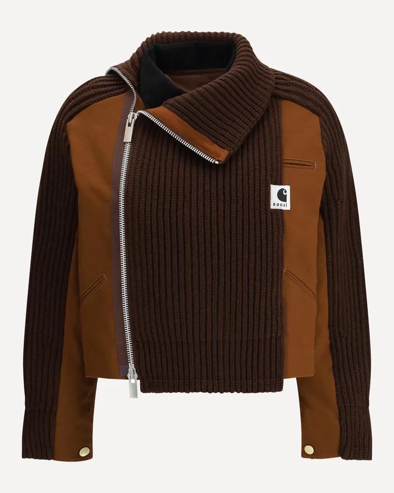 Sacai WIP Duck x Wool Knit Blouson by Sacai x Carhartt Female Beige