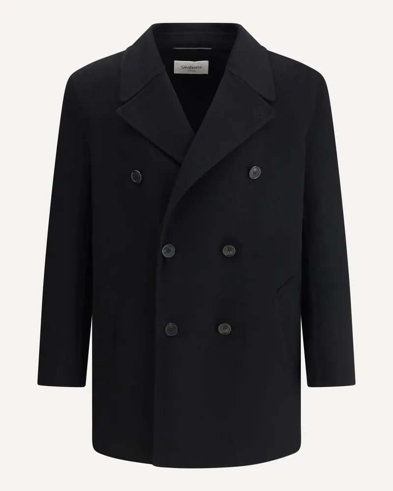 Saint Laurent Oversized Double-Breasted Wool Coat Male Black