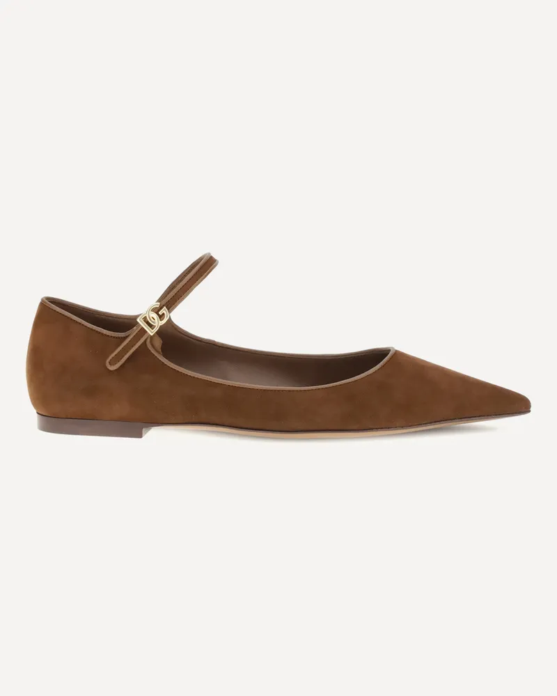 Dolce & Gabbana Suede and nappa leather Ballerinas Female Brown