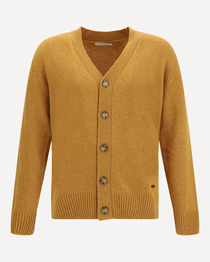 Brooksfield Cardigan in Virgin Wool Male Yellow