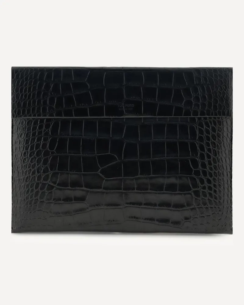 Tom Ford Crocodile print leather Pouch Male Black