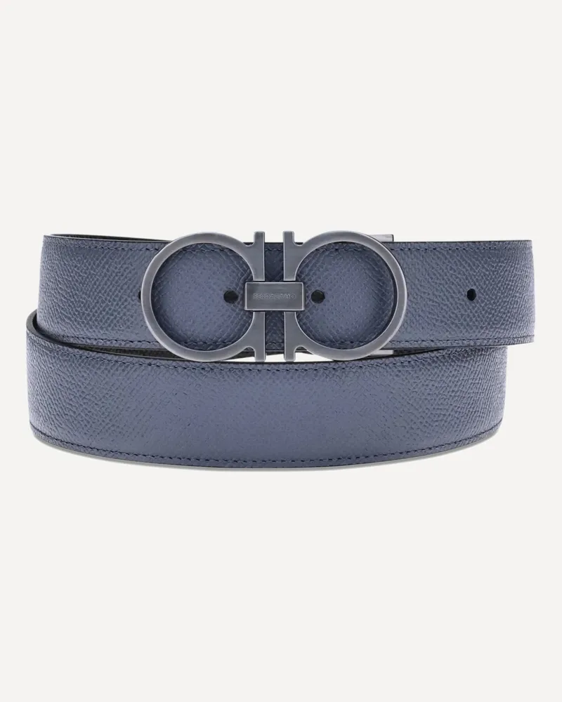 Ferragamo Leather reversible Belt Male Blue