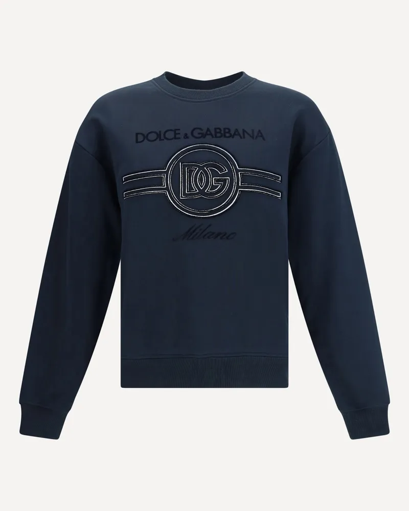 Dolce & Gabbana Jersey Sweatshirt with embroidery Male Blue