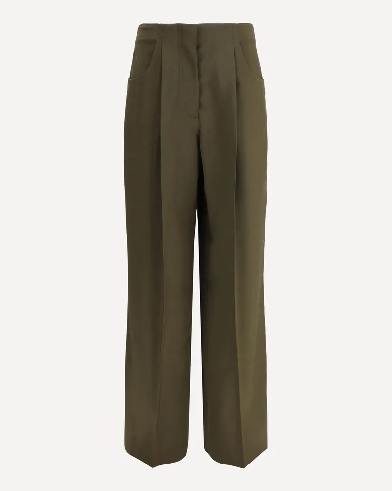 Fendi Wide-leg Trousers in Wool and Mohair Female Green