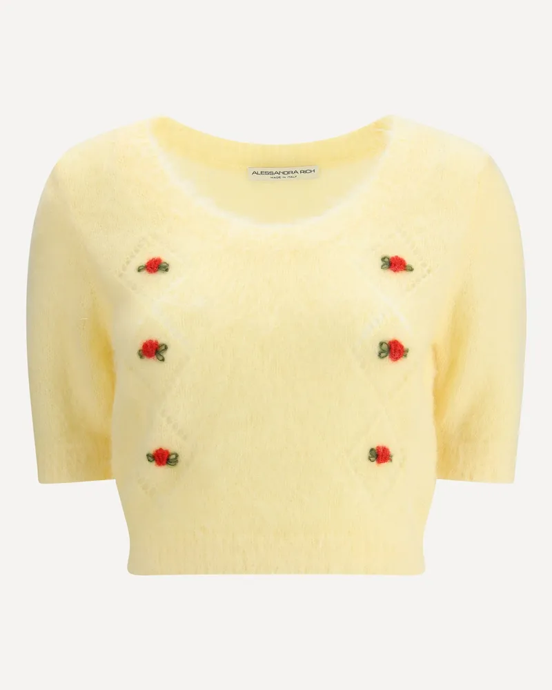 Alessandra Rich Short sleeve mohair Sweater Female Yellow