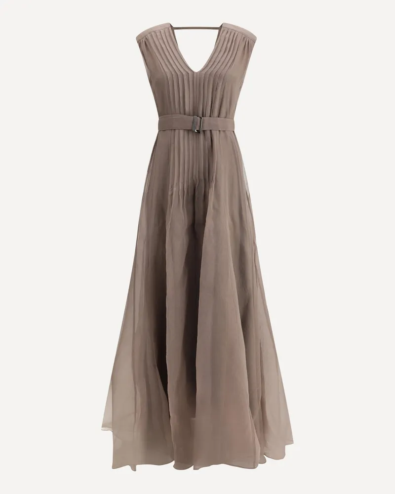 Brunello Cucinelli Silk Long Dress Female Brown