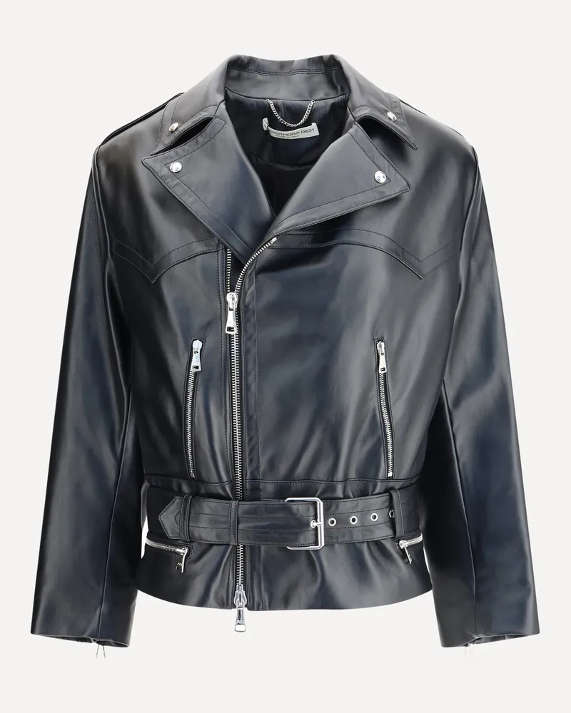 Alessandra Rich Leather Biker Jacket Female Black