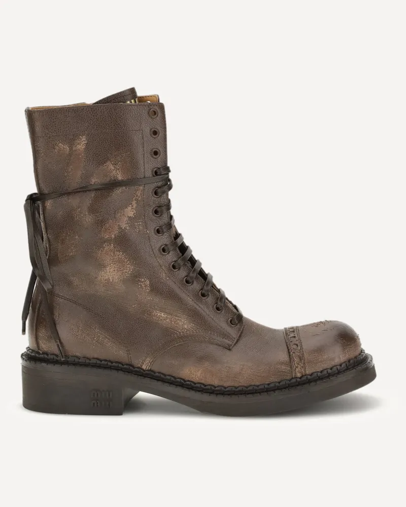 Miu Miu Leather Ankle Boots Female Brown