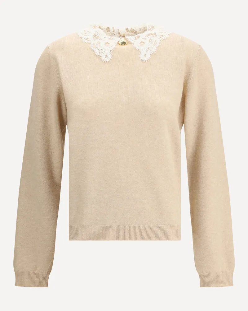 Fabiana Filippi Lace collar Sweater Female Beige
