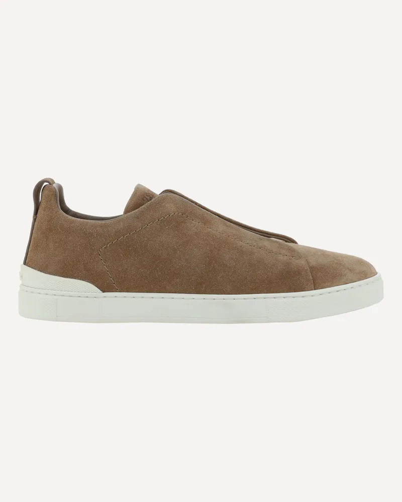 Ermenegildo Zegna Suede leather Sneakers Male Brown