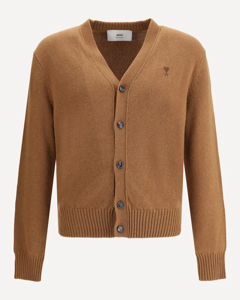 AMI Paris Ami De Coeur Cardigan Male Beige