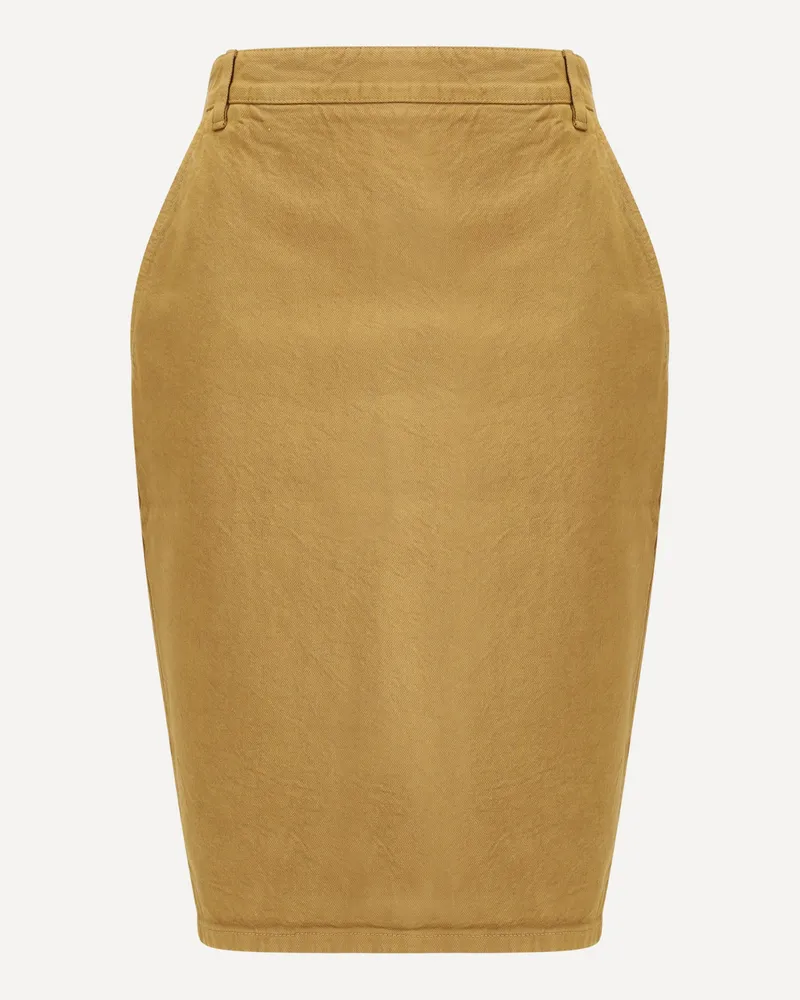 Saint Laurent Denim Pencil Skirt Female Beige