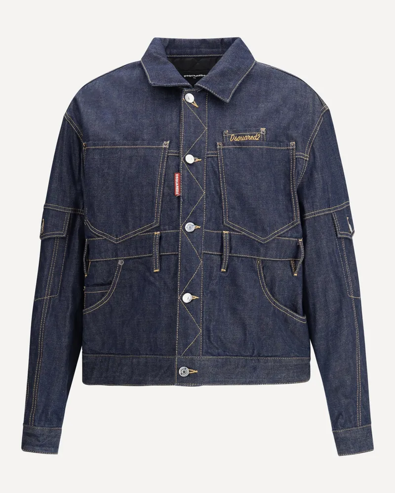 Dsquared2 Cargo Denim Jacket Male Blue