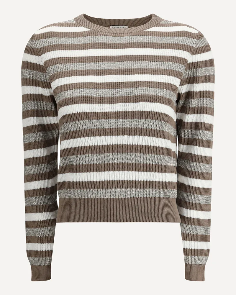 Brunello Cucinelli Sparkling striped Sweater Female Beige