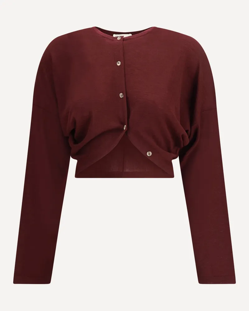 KHAITE Cropped Finn Cardigan Female Bordeaux